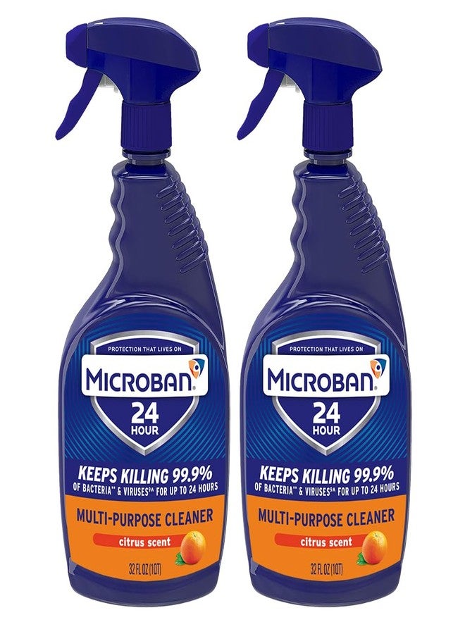 MICROBAN Multi-Purpose Cleaner, 32 oz., 2 Pack, Citrus, Penetrates Soap Scum, Greasy Soils and Reduces Odors, Keeps Killing 99.9% of Bacteria and Viruses for up to 24 Hours - Image 1